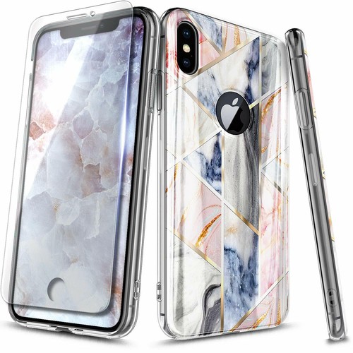 Funda de mármol para iPhone X XR XS Max, cubierta suave ultra delgada con vidrio templado - Imagen 3 de 24