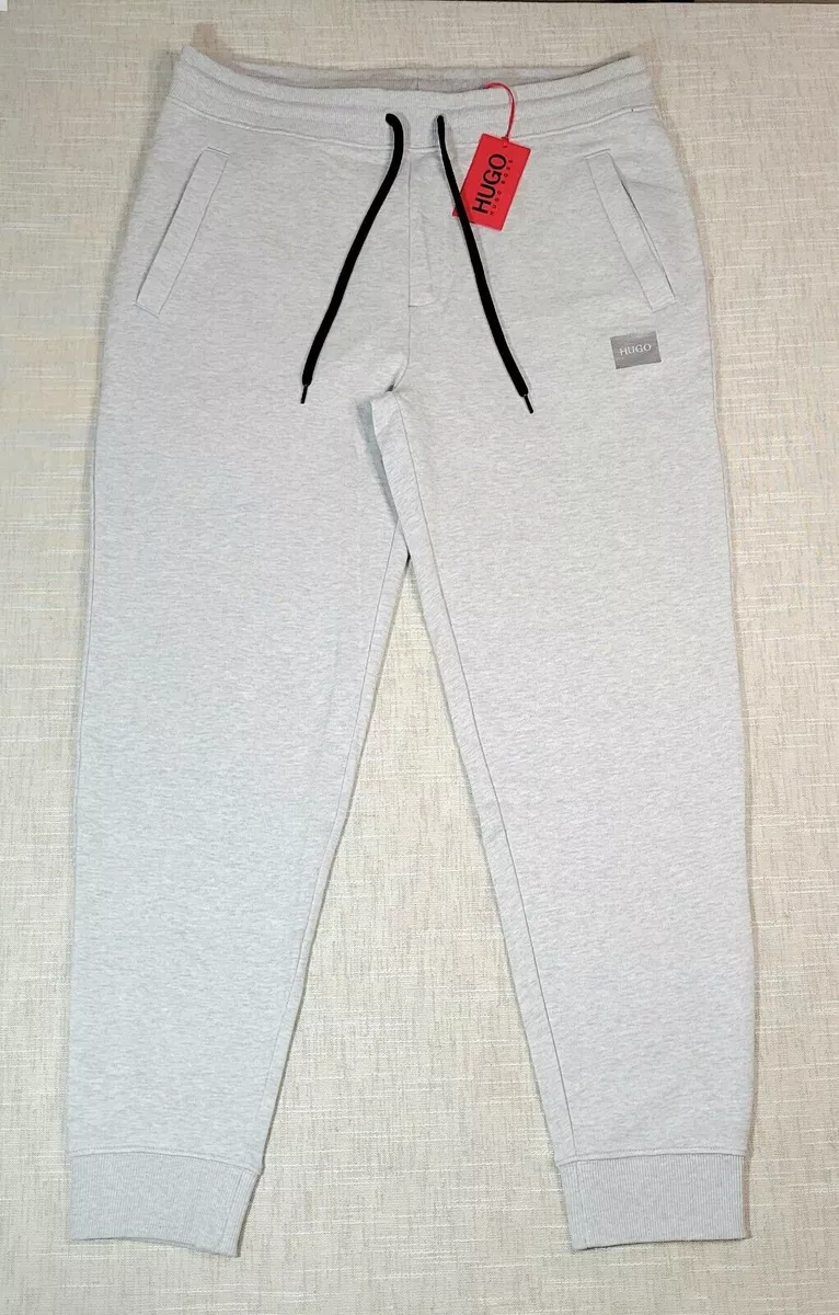 HUGO BOSS Mens Jogger Pants Graphic Box Logo Knit Tapered Gray Silver XL  2XL | eBay