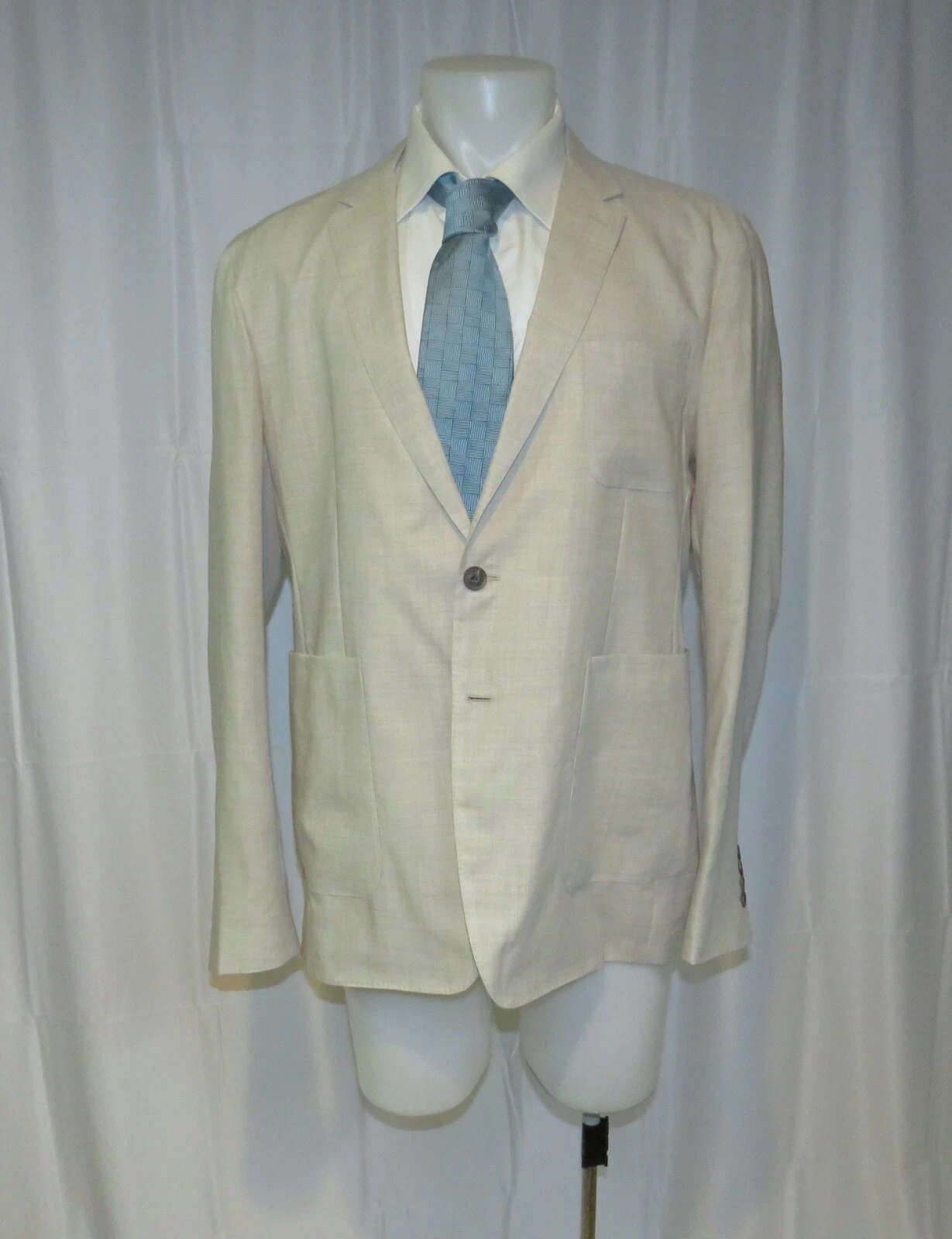 Cappotto sportivo Burberry London Stirling crema tinta unita 100% cashmere due bottoni 46 nuovo con etichette