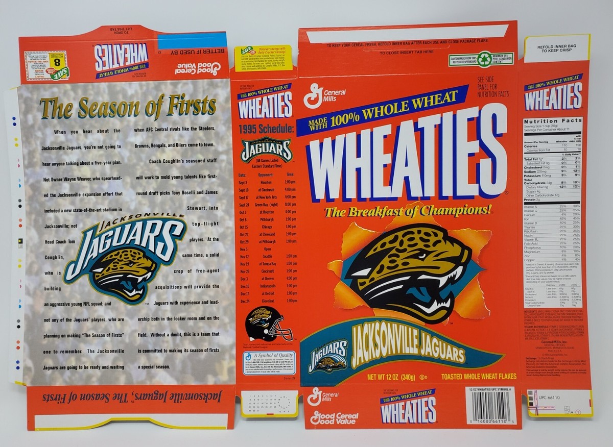 Jacksonville Jaguars (1995) - Wheaties Cereal Box - F/S BUF | eBay