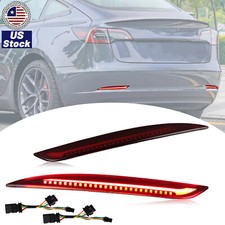 Led Brake Light Drl Rear Bumper Reflector Wturn Red For Tesla Model 3 2017-2023