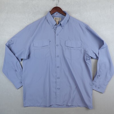 Duluth No Fly Zone Shirt Mens L Lightweight Gardening Blue Vented Button Up L/S