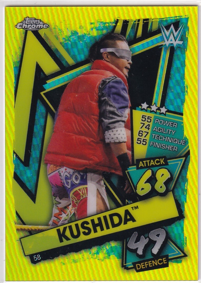 2021 Topps Chrome WWE Slam Attax Yellow Refractor #58 Kushida /99