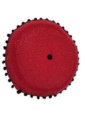  4720 Handmade Round Crochet Pillow With Decorative Tassels 18"D