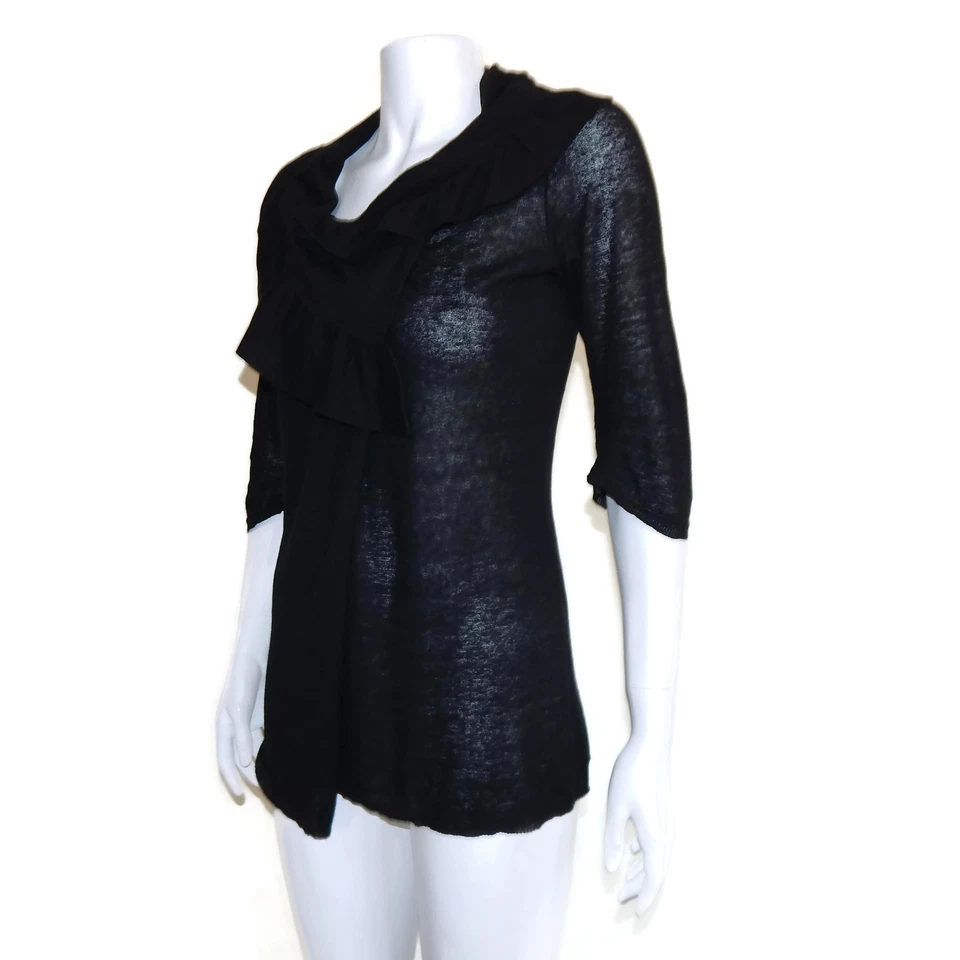 Blusa Top MOTH Anthropologie Fabuloso Cuello En Capas Negro Lino Algodón M 8152 Foto 3 de 4