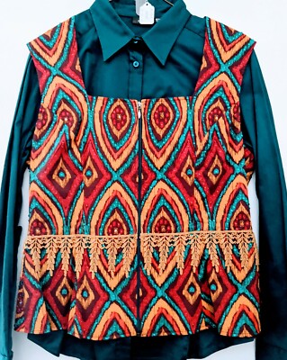 Gilet De Spectacle Cheval Western - Couleurs Noir, Rouge, Turquoise Et Bronzé - Trail Pleasure Reining