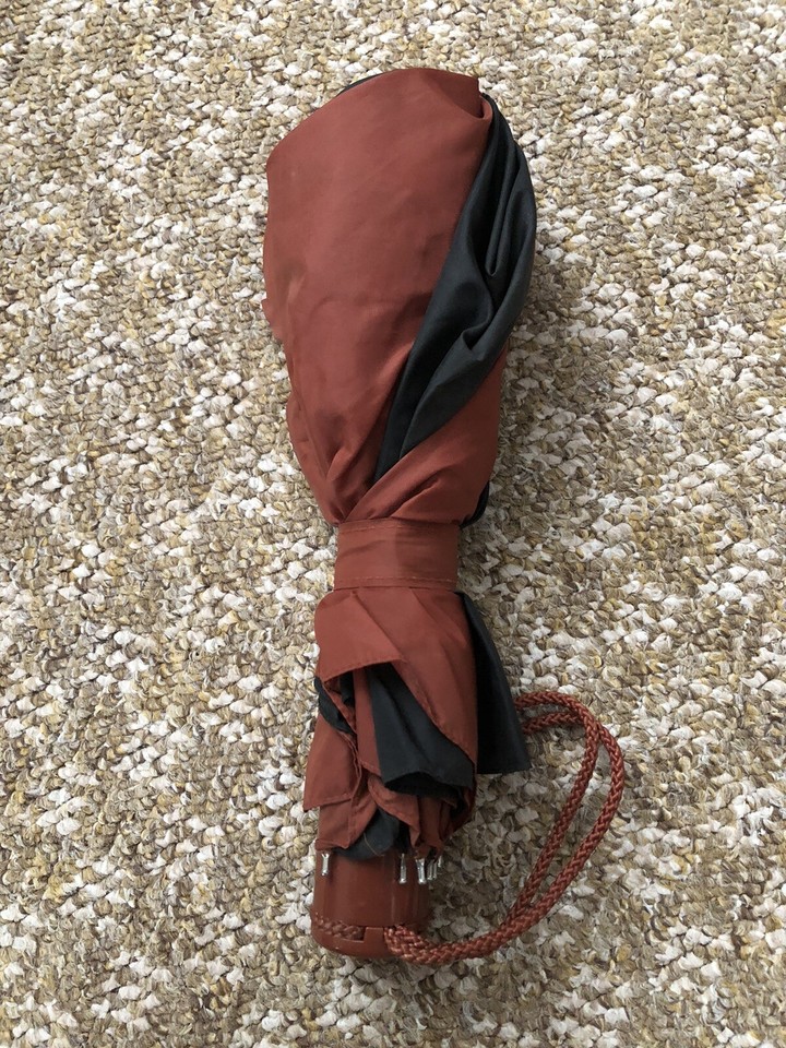 Vintage Umbrella Black And Orange Extendable eBay