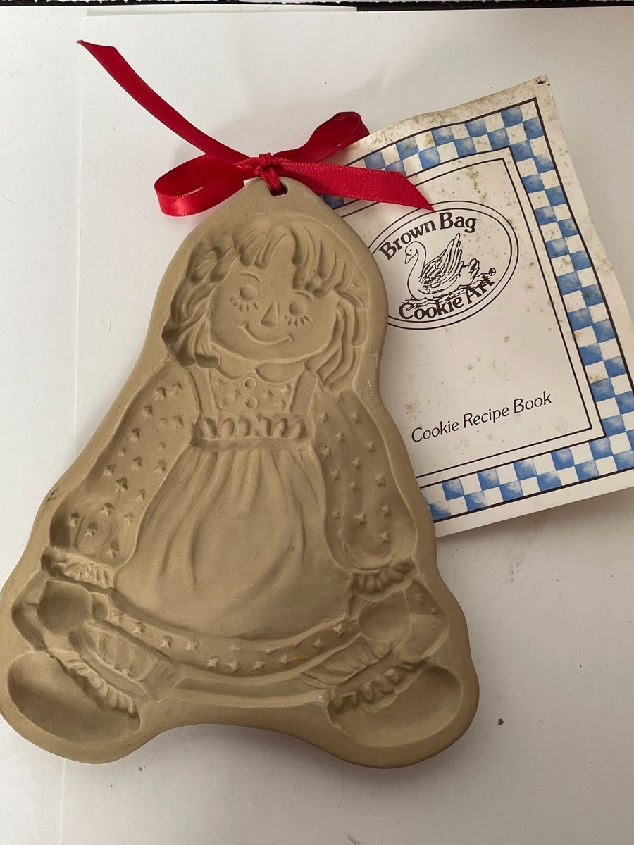 Vintage Brown Bag Cookie Art 1985 Raggedy Ann Doll Cookie Mold