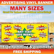TACOS BURRITOS TORTAS QUESADILLAS advertising Banner Vinyl Sign Mexican food