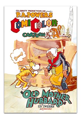 OLD MOTHER HUBBARD 1935 Vintage Animated Cartoon Movie Poster Print 22X15''