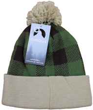 CIRQUE Buffalo Check Beanie - Beige/Olive Checked OSFM MSRP 29 NWT
