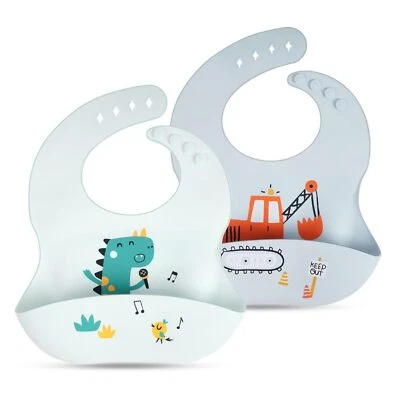 Vicloon Silikon Baby Lätzchen, 2 Stück Baby Lätzchen mit Auffangschale, BPA