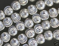 Sparkling Lightweight Silver Metal Beads 6mm 16.5" 5 Strands