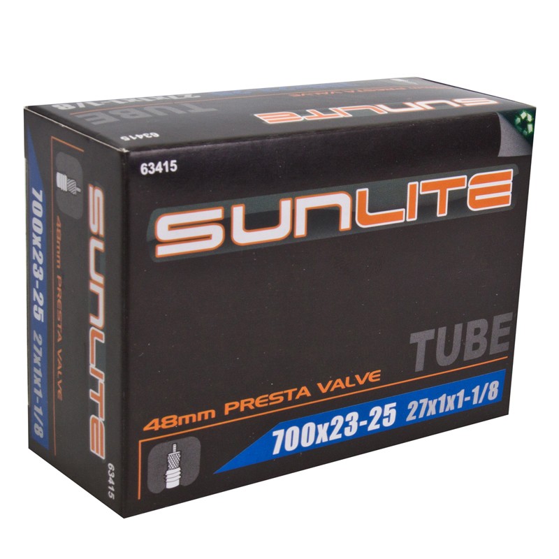 Sunlite 700x23-25 Presta Tube 48mm Valve 27x1-1/8 Road Bike Inner Tube