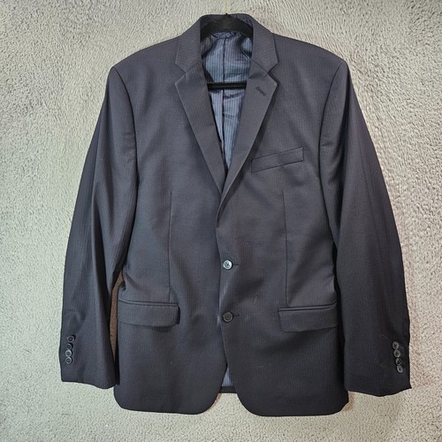 Traje Blazer Calvin Klein 42L 2 Piezas 100% Lana Hombres Pantalones 32x31 Azul Marino Rayas - Imagen 6 de 24
