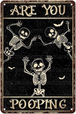 Halloween Skull Sign Aluminum 8x12 Funny Metal Wall Decor Garage