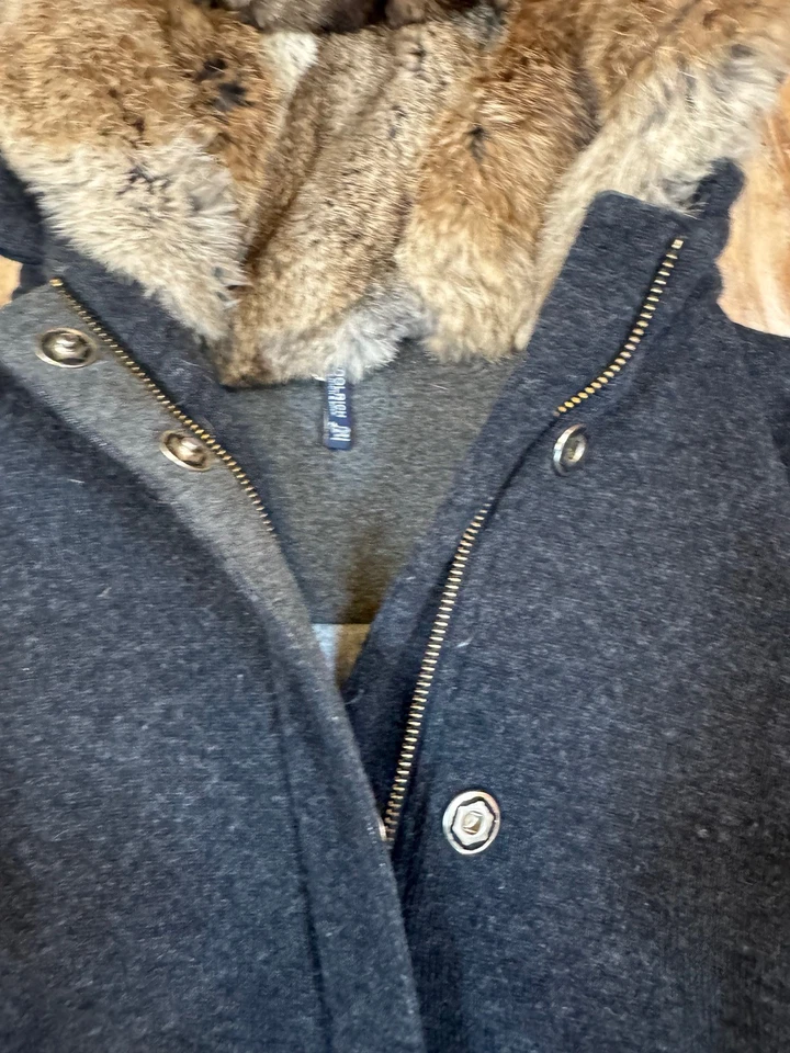 Wonderful WOOL RICH John Rich & Bros Dark Grey Hoodie JACKET, Fur Lined, XS - Image 3 of 4