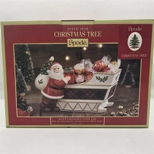 Spode Christmas Tree Santa Sleigh Candy Jar 8" Holiday Centerpiece Tartan