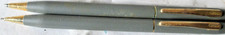 VINTAGE CROSS GRAY PEN & PENCIL SET, NO BOX, GOLD TRIM, BLUE INK, USED