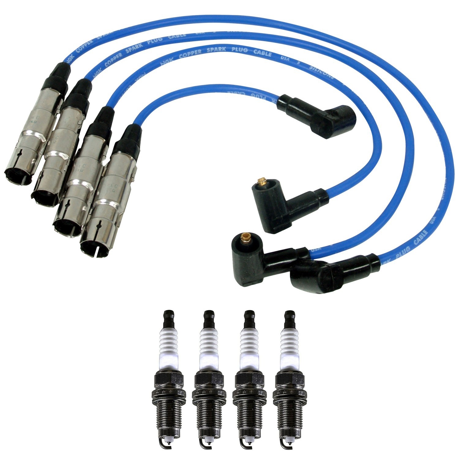 NGK Wire Set  Denso 4 Double Platinum Spark Plugs Kit for Jetta 2.0L L4 11-14