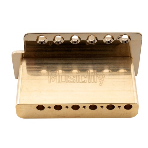 Musiclily Pro Gold 52.5mm Modern Tremolo Bridge 40mm Brass Block For ST Guitar - Picture 5 of 6