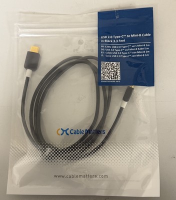 Cable Matters USB 2.0 Type-C to Mini-B Cable in Black 3.3 Feet