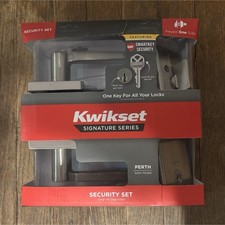 Kwikset Perth Satin Nickel Entry Door Lock SmartKey Security Lever  Deadbolt