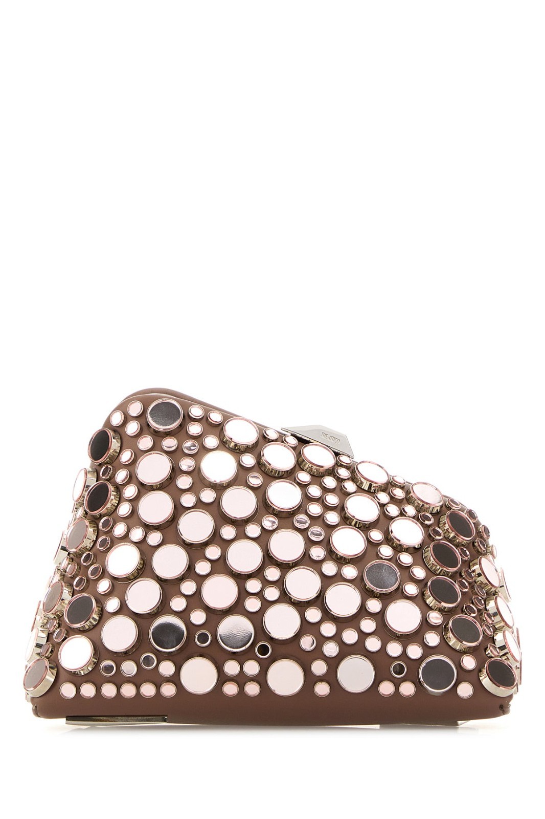 THE ATTICO Embellished Jewel Midnight Mini Brown Leather Clutch New