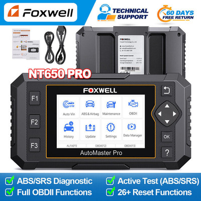 Foxwell NT650 Pro OBD2 Scanner Auto Diagnostic Tool ABS SRS TPMS TPS Oil Reset