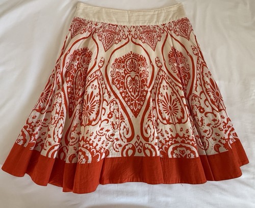 Edme & Esyllte 100% Cotton A-Libe Knee Length Skirt Boho Size 6 Orange - Picture 1 of 12