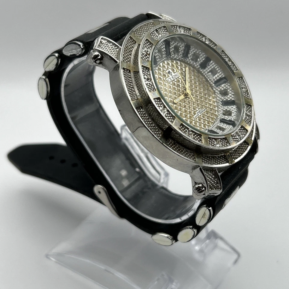 Reloj Ice King Hombre Esfera Grande 51mm Ice Bling Moda Tono Plateado BATERÍA NUEVA 8" Foto 3 de 4