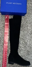 Stuart Weitzman 5050 Black Suede Iconic Over The Knee Stretch Boots NEW Sz 8,5 M