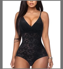 BRABIC Lace Bodysuit for Women Tummy Control Shapewear Sleeveless Tops  3XL