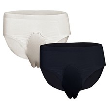 Stretchy Men's Camel Toe Panties Hiding Gaff Briefs in White Grey Ice Silk