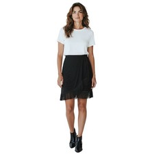 NWT Halston Heritage $395 Black Fringe Floral Embroidered Mini Skirt, Size 8