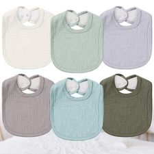 Muslin Bibs - 6 Packs Boy Bibs 0-36 Months with Snap,Drool Bib for Unisex Boy...