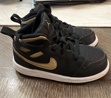 Size 7C - Air Jordan Retro 1 Mid Gold Black White Toddler Authentic - Brand New