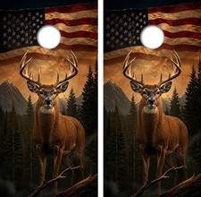 White Tail American Flag Cornhole Board Wrap LAMINATED Decal Vinyl Sticker 5058