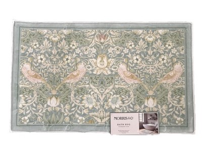 New Morris & Co. Non-Slip Bath Rug 21 x 34 Inches Strawberry Thief Green