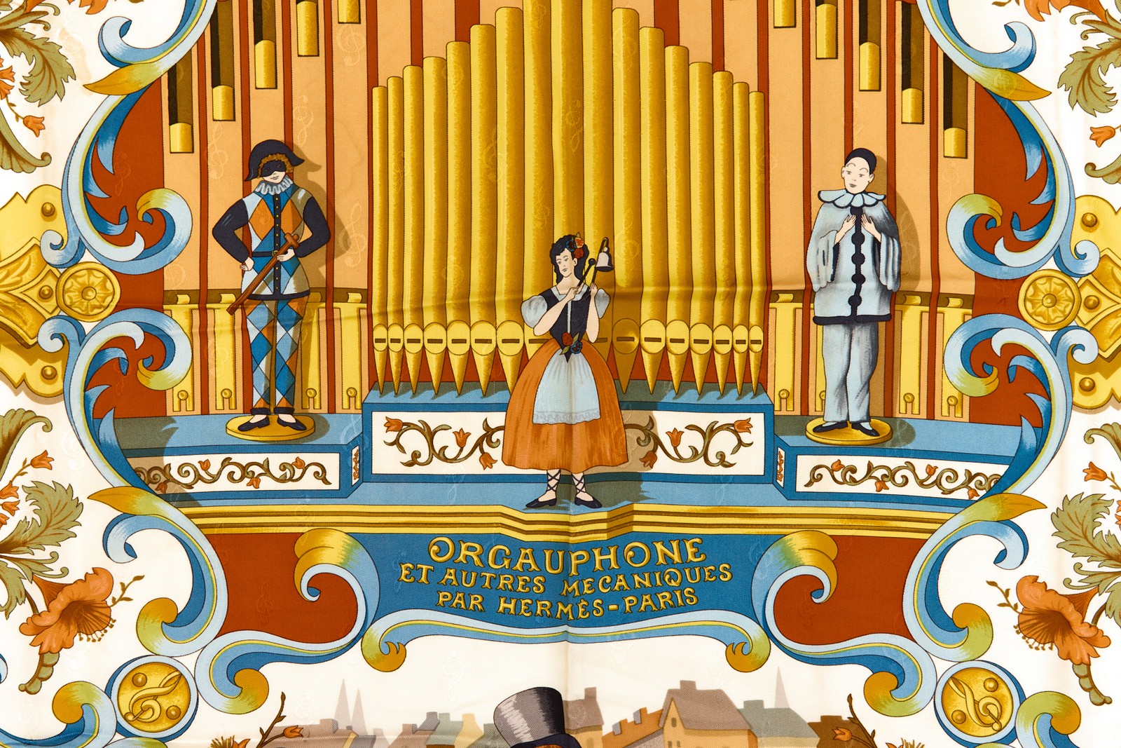 Hermes Silk Scarf Carre 90 "Orgauphone et Autres Mecaniques" Orange US duty free thumbnail 4