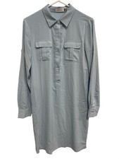 Calvin Klein Shirt Dress Size 6 Long Sleeve Button Front Blue Utility Business