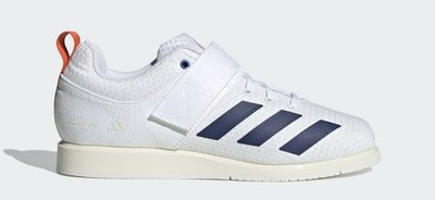 Size 8.5- Adidas Unisex Powerlift 5 FTWR,  White/Dark Blue. JP9878.
