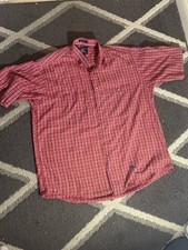Vintage Burberry Shirt Button Down Large Red L Made in USA 90s London Designer
