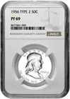 1956 Type 2 50C Proof Silver Franklin Half Dollar NGC Graded PF 69 in New Holder