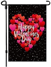 Valentines Day Garden Flag 12x18 Double Sided Burlap