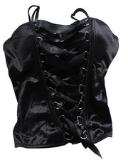 Spirit Lace-Up Corset Bustier Top Women s Size M Black Satin Gothic Cosplay