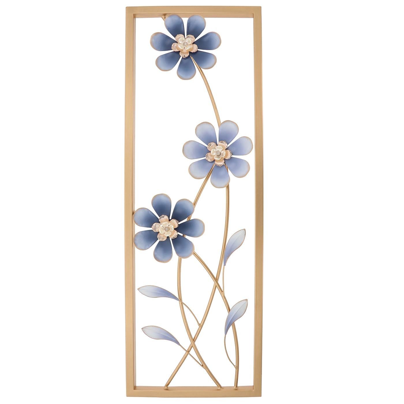 Shudehill Giftware Blue Anemone Metal Wall Art Panel Tall Right Floral