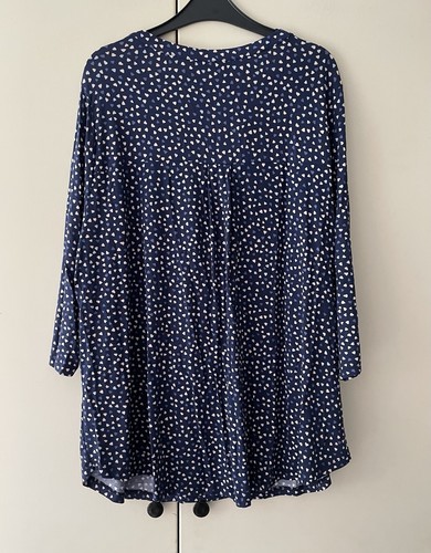 M&Co Navy Blue Heart Print Tunic Top - Size 20 - Picture 2 of 6