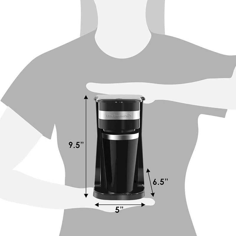 Single Serve Coffee Maker 14oz Insulated Mug Quick Brew One Touch Auto Shut Off