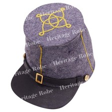 US Civil War Mens Grey forage Leather Kepi Plain 1,2,3,4 Row of Gold Braids